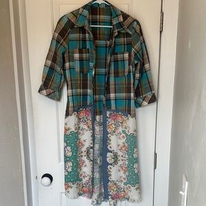 Plaid and Floral Boho Shirt Dress/Duster